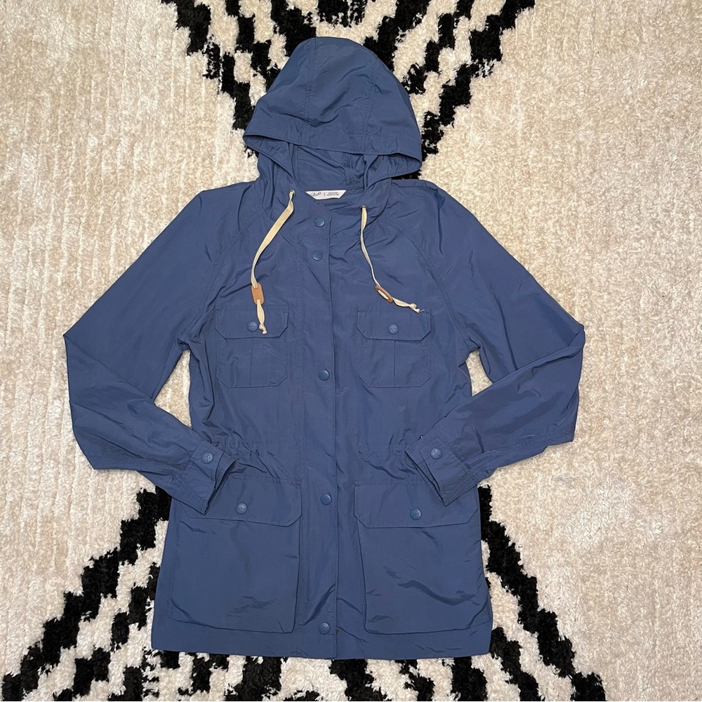 Woolrich Slate Blue Hooded Raincoat